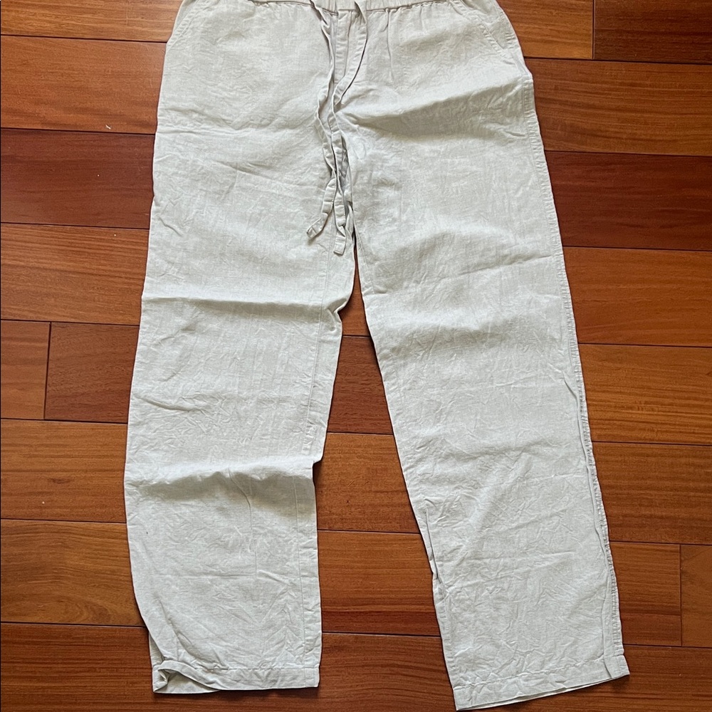 Liz Claiborne women’s Cream Drawstring Linen-Blend Pants